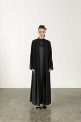 RTW2403-BLK Black Jacquard Linen Abaya