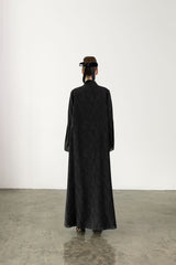 RTW2403-BLK Black Jacquard Linen Abaya