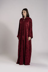 RMDML2501A-MAROON Hooded Moroccan Elegance Abaya