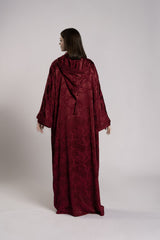 RMDML2501A-MAROON Hooded Moroccan Elegance Abaya