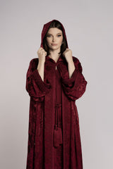 RMDML2501A-MAROON Hooded Moroccan Elegance Abaya