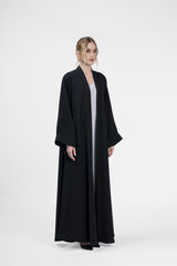 RMDJK2402-BLK Midnight Mystique Black Kimono Abaya