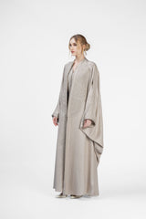 RMDM2401-BRN Sands Of Marrakech Tan Linen Abaya- Full set