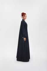 RTWS2401-BLACK Whispers of Elegance Kimono Abaya