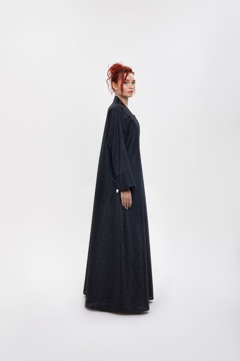 RTWS2401-BLACK Whispers of Elegance Kimono Abaya