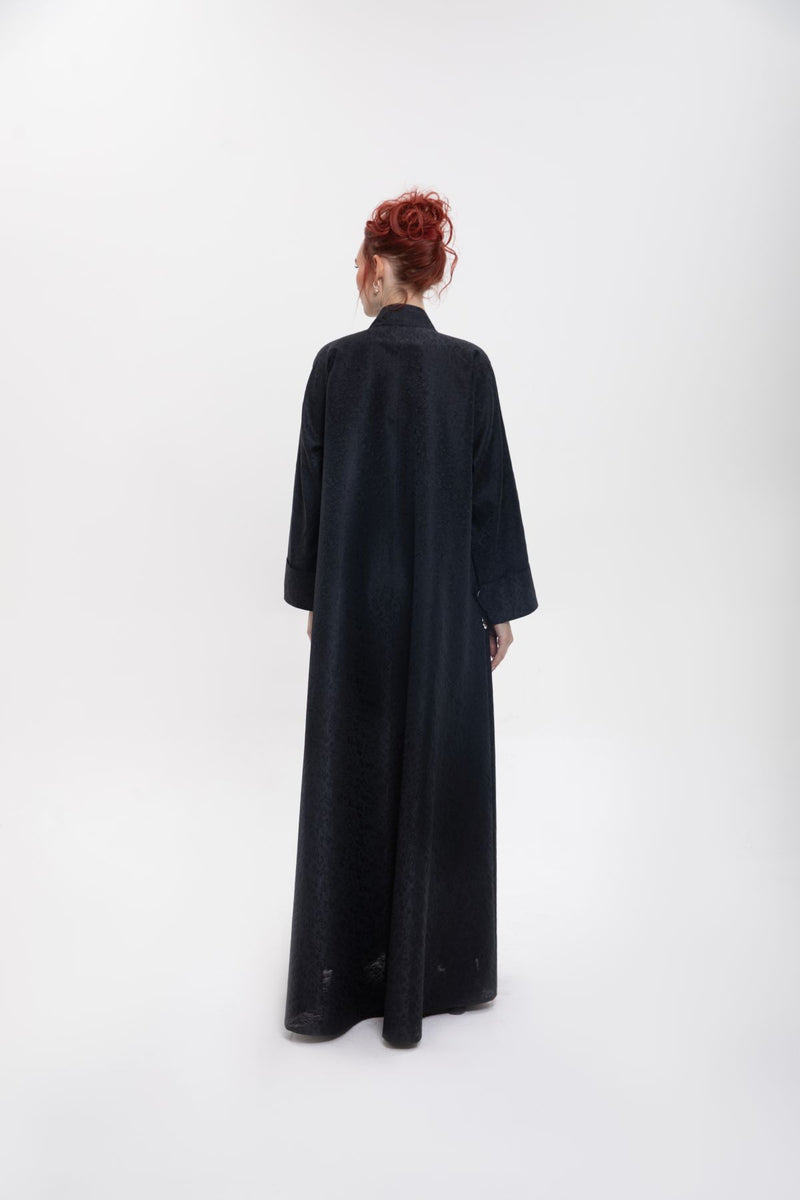 RTWS2401-BLACK Whispers of Elegance Kimono Abaya