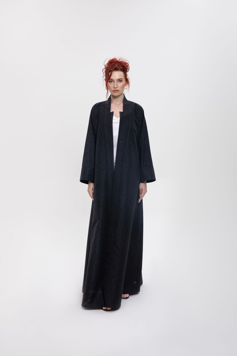 RTWS2401-BLACK Whispers of Elegance Kimono Abaya