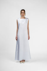 RMDT2401-OW Contemporary Chic Off-White  Crepe Silk Abaya