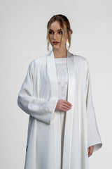 RMDT2401-OW Contemporary Chic Off-White  Crepe Silk Abaya