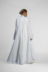 RMDT2401-OW Contemporary Chic Off-White  Crepe Silk Abaya