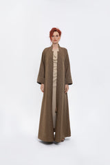 RTWS2401-BROWN Whispers of Elegance Kimono Abaya