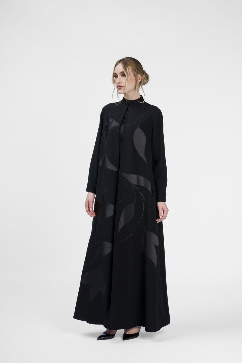 RMD2406 Blossoming Charm Black Abaya