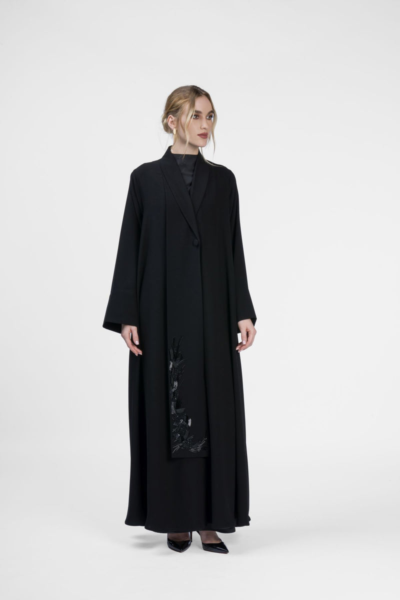 RMD2410-HW Graceful Shawl Collar Crepe Abaya