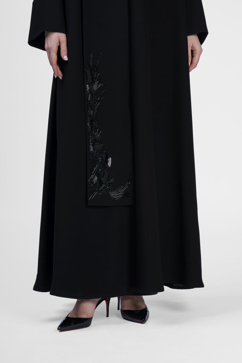 RMD2410-HW Graceful Shawl Collar Crepe Abaya