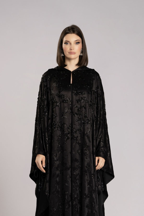 RMDHC2505-BLACK Ethereal Charm Hooded Limited Abaya