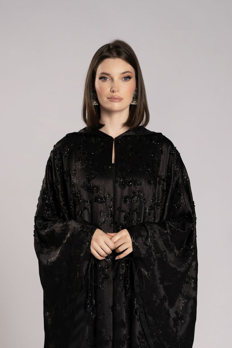 RMDHC2505-BLACK Ethereal Charm Hooded Limited Abaya