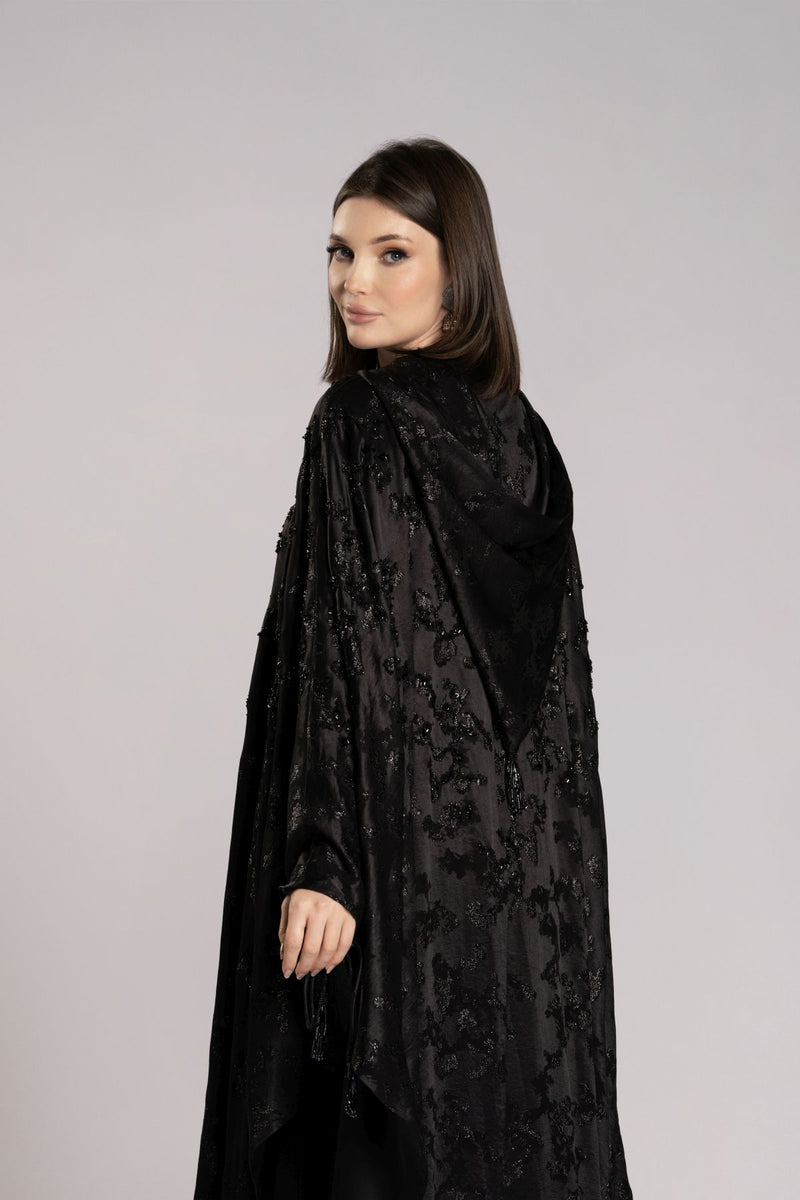 RMDHC2505-BLACK Ethereal Charm Hooded Limited Abaya