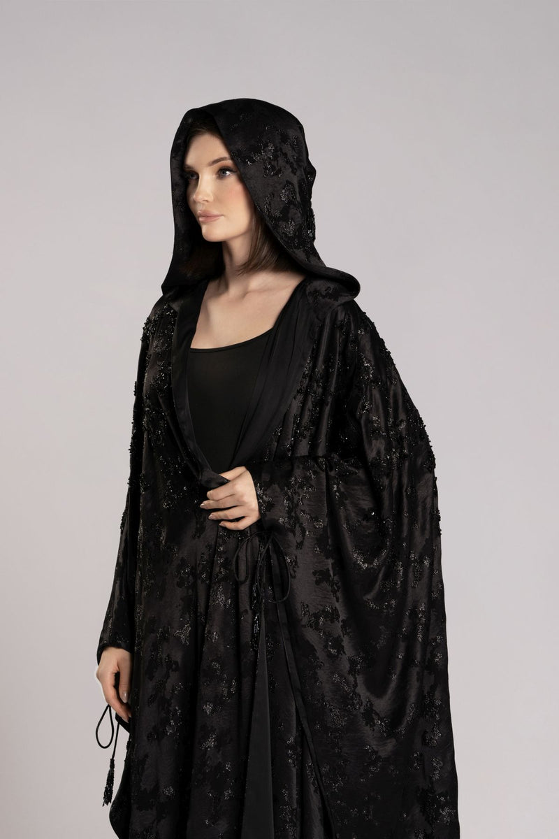 RMDHC2505-BLACK Ethereal Charm Hooded Limited Abaya