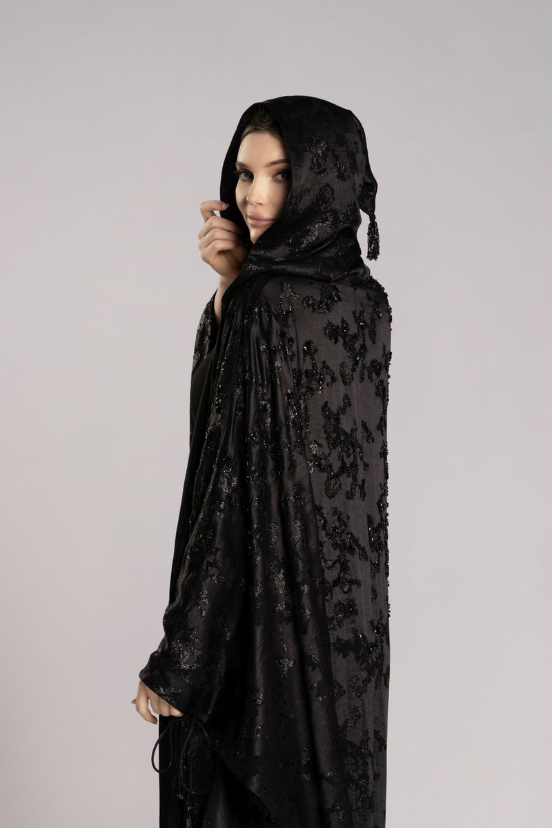 RMDHC2505-BLACK Ethereal Charm Hooded Limited Abaya