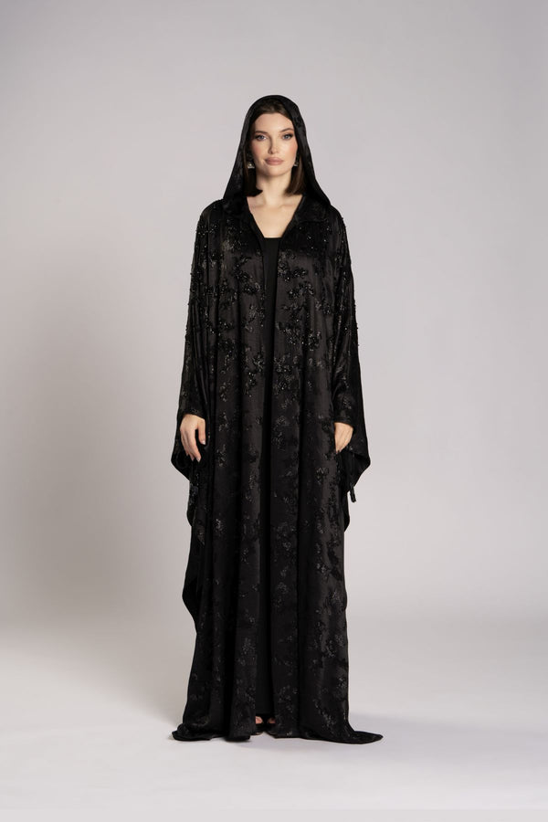 RMDHC2505-BLACK Ethereal Charm Hooded Limited Abaya