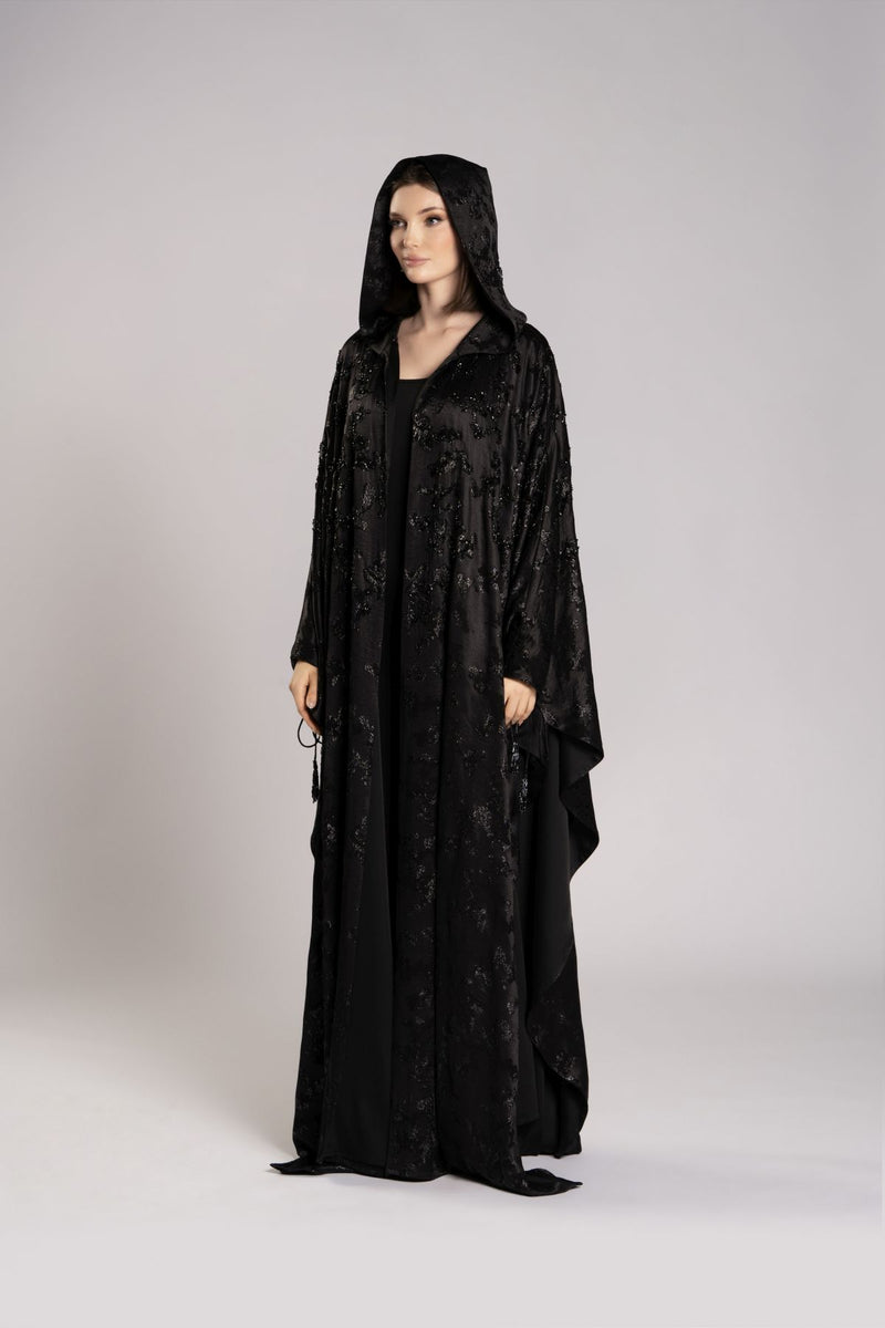 RMDHC2505-BLACK Ethereal Charm Hooded Limited Abaya