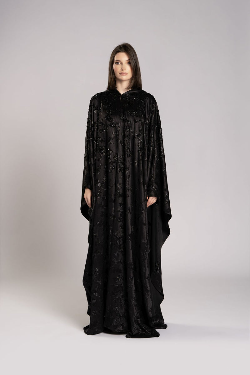 RMDHC2505-BLACK Ethereal Charm Hooded Limited Abaya