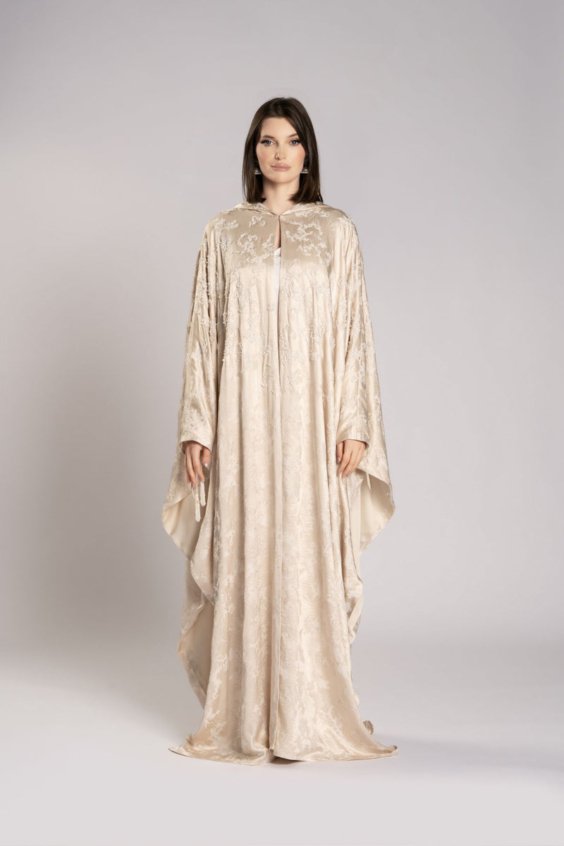 RMDHC2505-BEIGE Ethereal Charm Hooded Limited Abaya