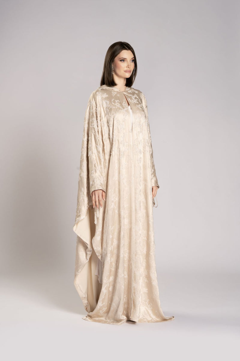 RMDHC2505-BEIGE Ethereal Charm Hooded Limited Abaya