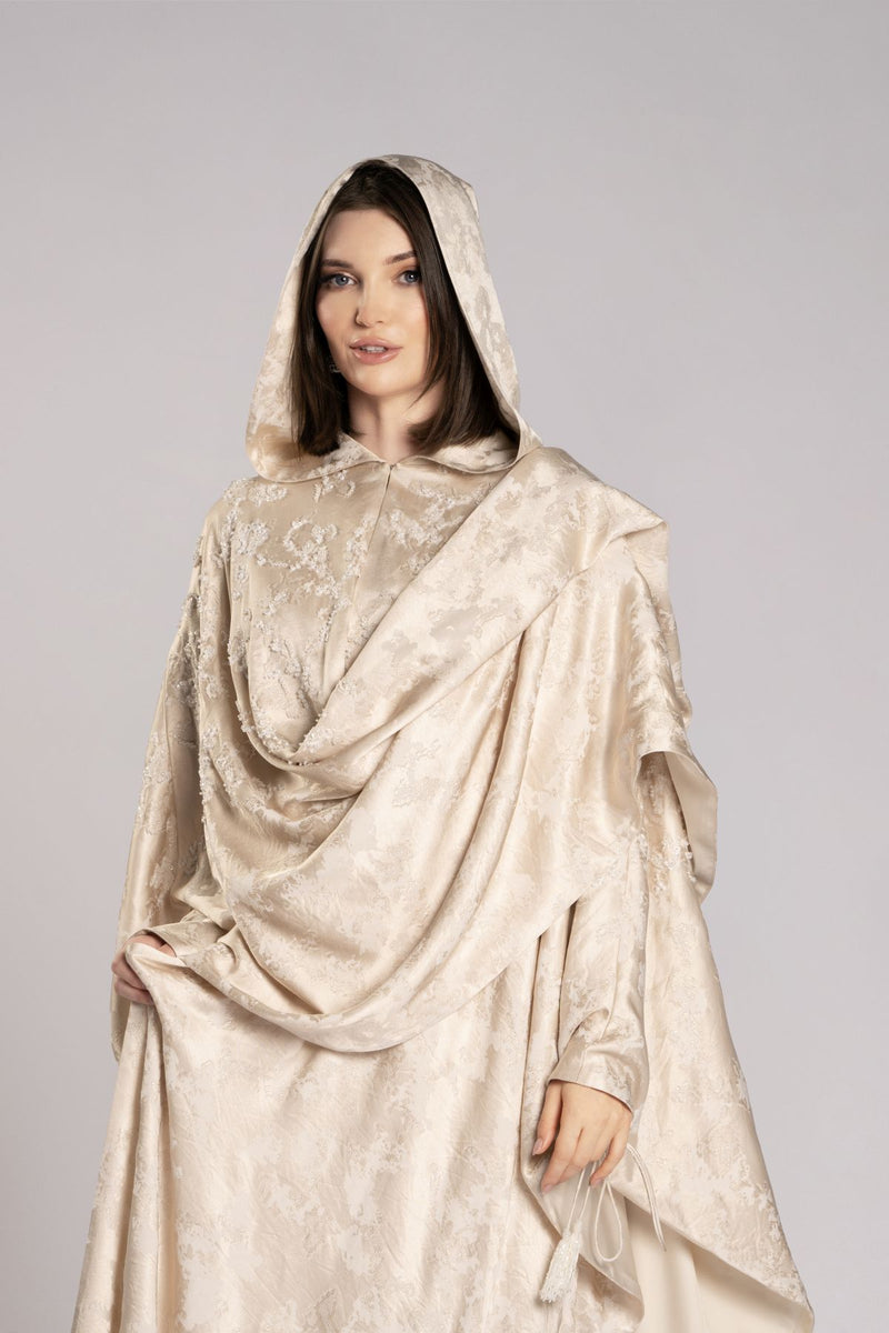 RMDHC2505-BEIGE Ethereal Charm Hooded Limited Abaya