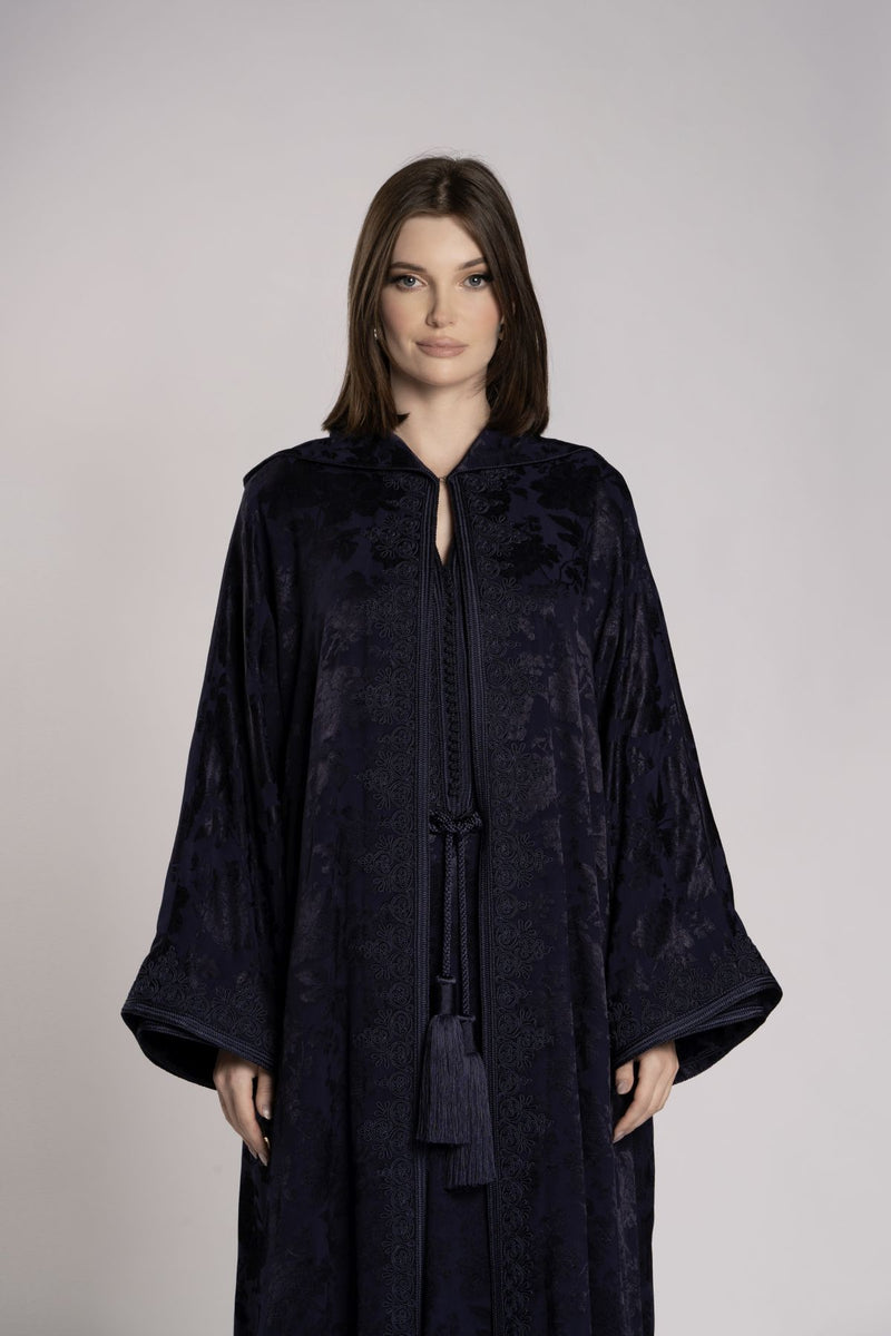 RMDML2501A-DARK BLUE Hooded Moroccan Elegance Abaya