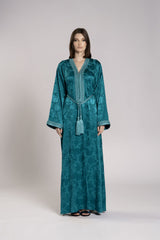 RMDML2501A-DARK TURQUOISE Hooded Moroccan Elegance Abaya