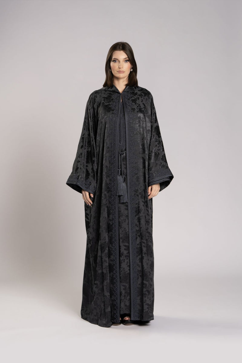 RMDML2501A-GRAY Hooded Moroccan Elegance Abaya