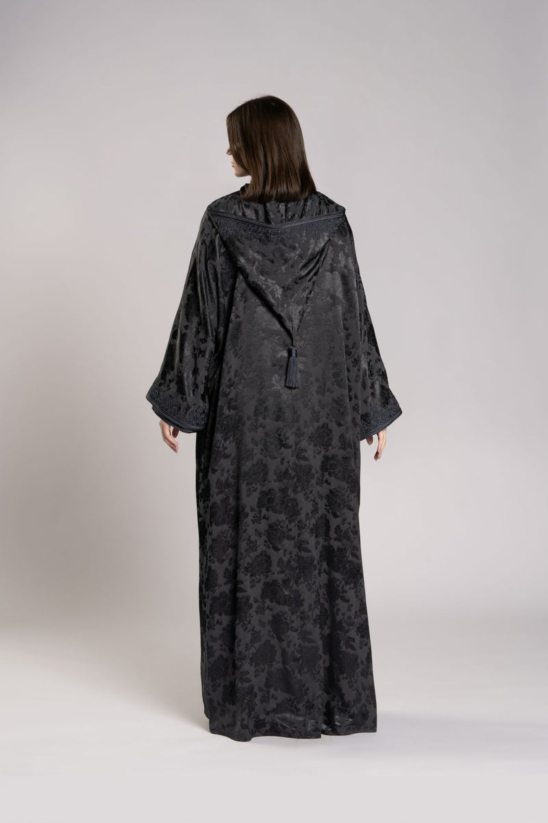 RMDML2501A-GRAY Hooded Moroccan Elegance Abaya