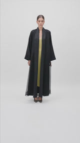 ED2303 Double Layer Organza And Silk Abaya.