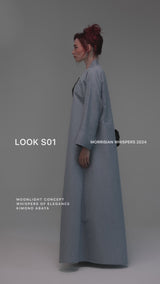 RTWS2401-GREY Whispers of Elegance Kimono Abaya