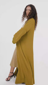 EDM2317C Moroccan Mustard Flare Abaya Mustard Color