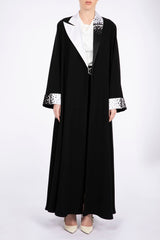 RMD2307 Stylized Collar And Pearls Work Highlights Abaya