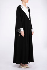 RMD2307 Stylized Collar And Pearls Work Highlights Abaya