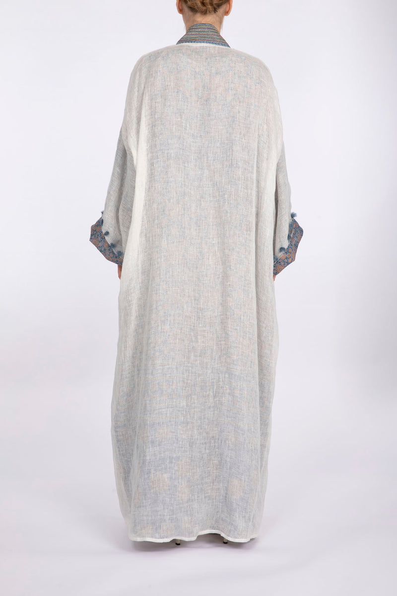 RMDSB2302 Double Layered Off-White Mesh and Printed Georgette Kimono