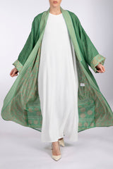 RMDSB2303 Green Mesh and Printed Georgette Kimono