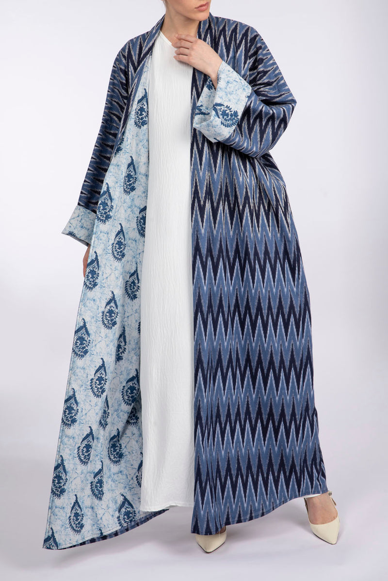 RMDPB2303 Light and Dark Blue Printed Cotton Kimono