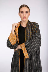 RMDPB2301 Black and Yellow Screen Printed Cotton Kimono