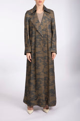 RTWS2301 Abstract Printed Dark Gray And Brown Suit