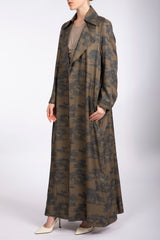 RTWS2301 Abstract Printed Dark Gray And Brown Suit