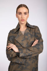 RTWS2301 Abstract Printed Dark Gray And Brown Suit